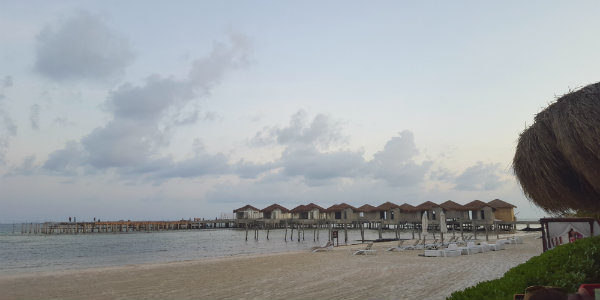 Construction of the over-the-water suites at El Dorado Maroma