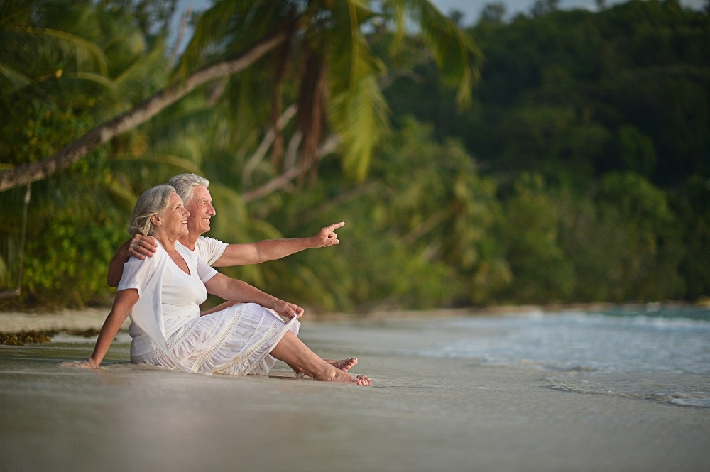 Happy Couple Resting Beach All Inclusive Romance Reconnect Vacation