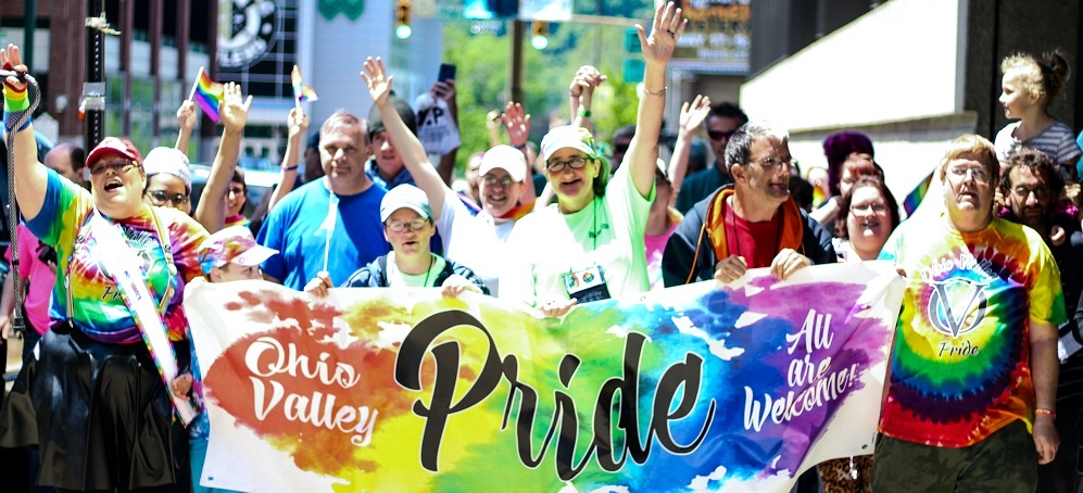 Group Of People Parading In Street Lgbtq