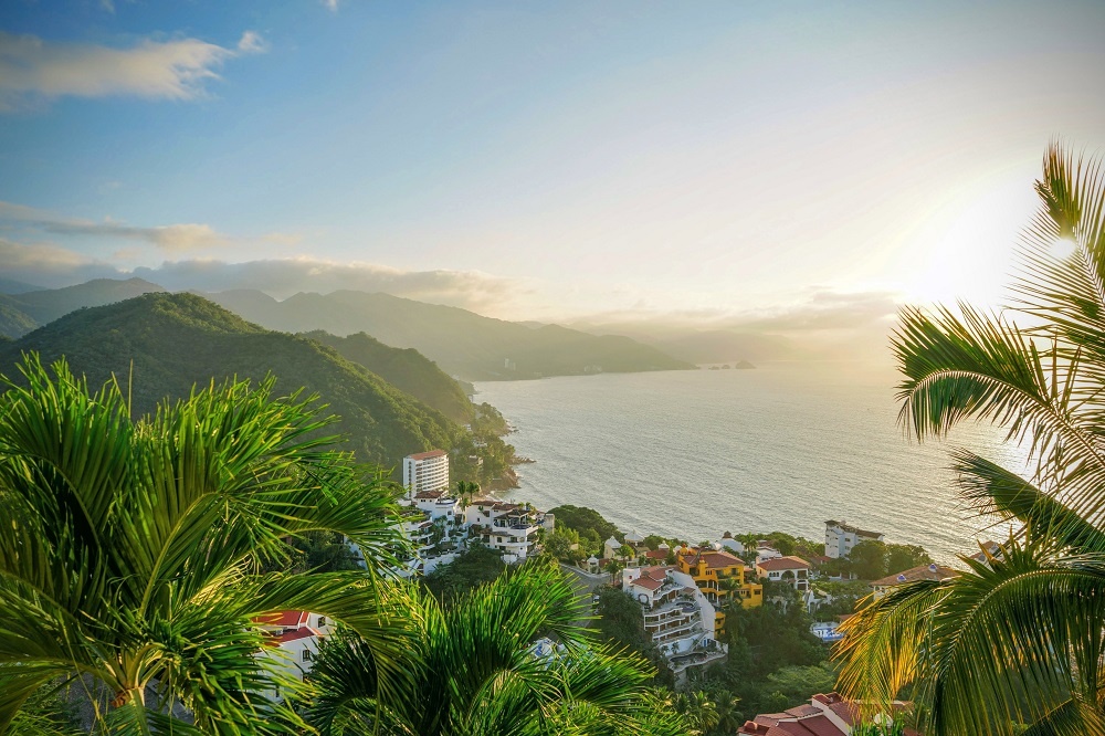 Jungle Mountains Plants Sky View Ocean