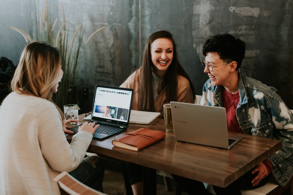 Women Networking Laptops